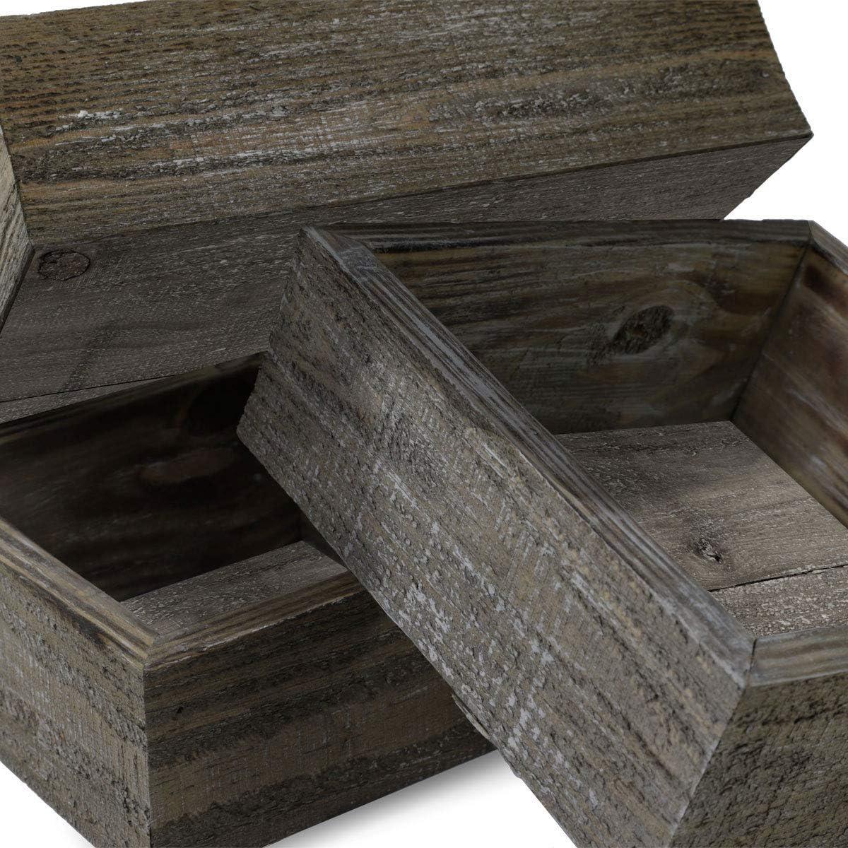 imageEkena Millwork DECR15SBSQOBBR Set of 3 Square Open Back Vintage Farmhouse Shadow Box Shelves Barnwood Decor Collection Weathered BrownPebble Grey