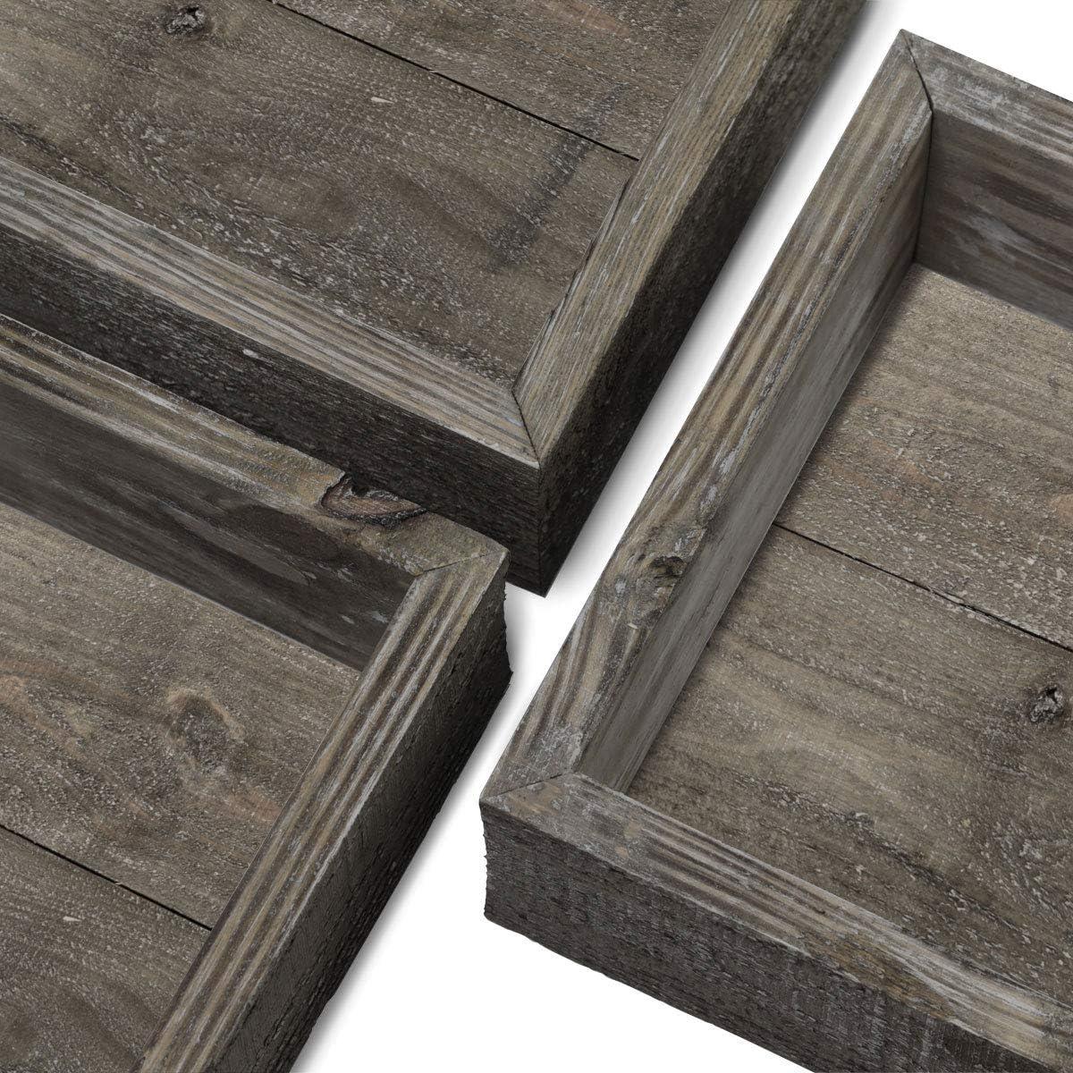 imageEkena Millwork DECR15SBSQOBBR Set of 3 Square Open Back Vintage Farmhouse Shadow Box Shelves Barnwood Decor Collection Weathered BrownPebble Grey