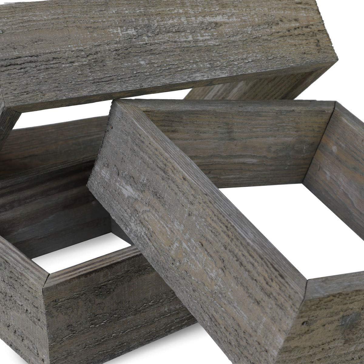 imageEkena Millwork DECR15SBSQOBBR Set of 3 Square Open Back Vintage Farmhouse Shadow Box Shelves Barnwood Decor Collection Weathered BrownReclaimed Grey