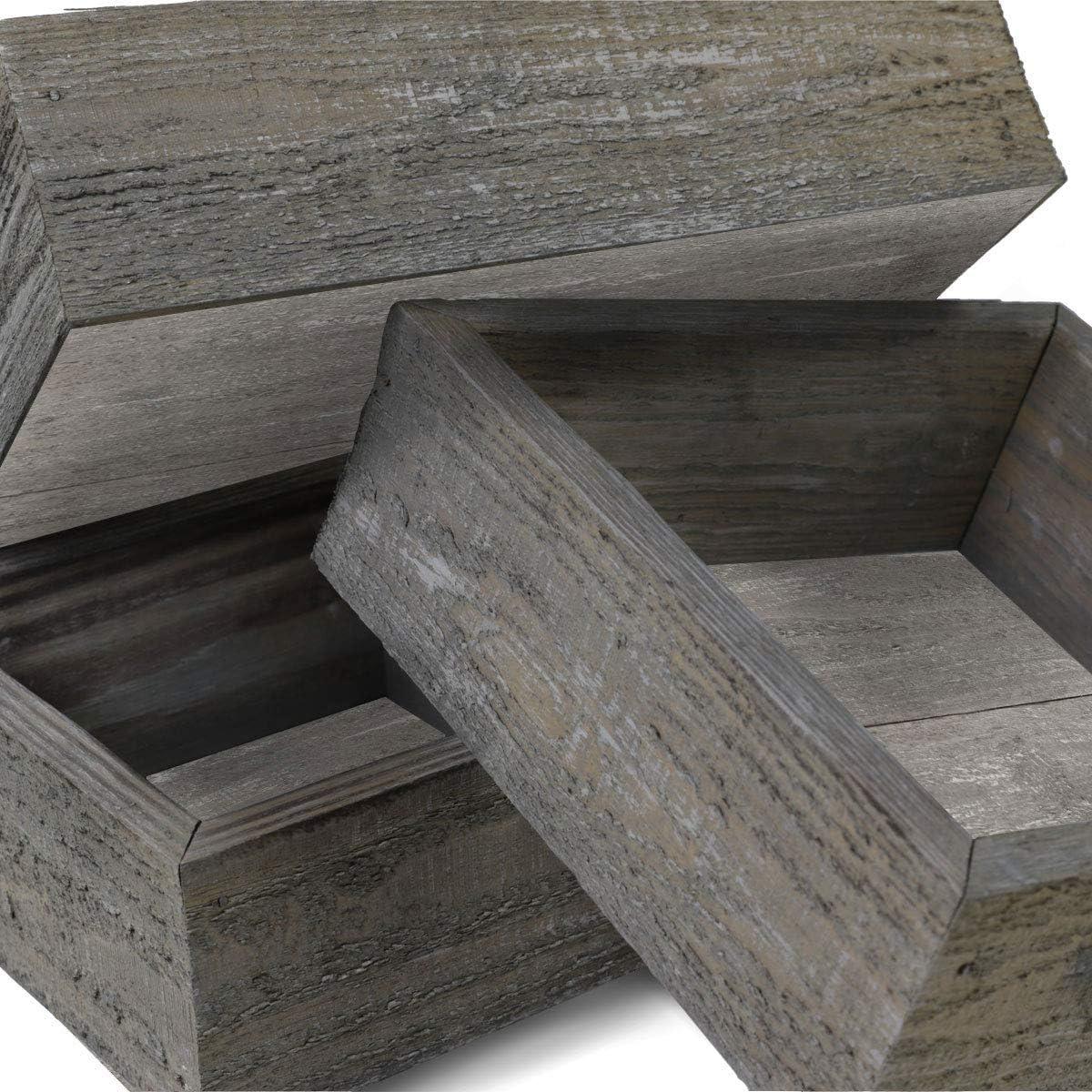 imageEkena Millwork DECR15SBSQOBBR Set of 3 Square Open Back Vintage Farmhouse Shadow Box Shelves Barnwood Decor Collection Weathered BrownReclaimed Grey