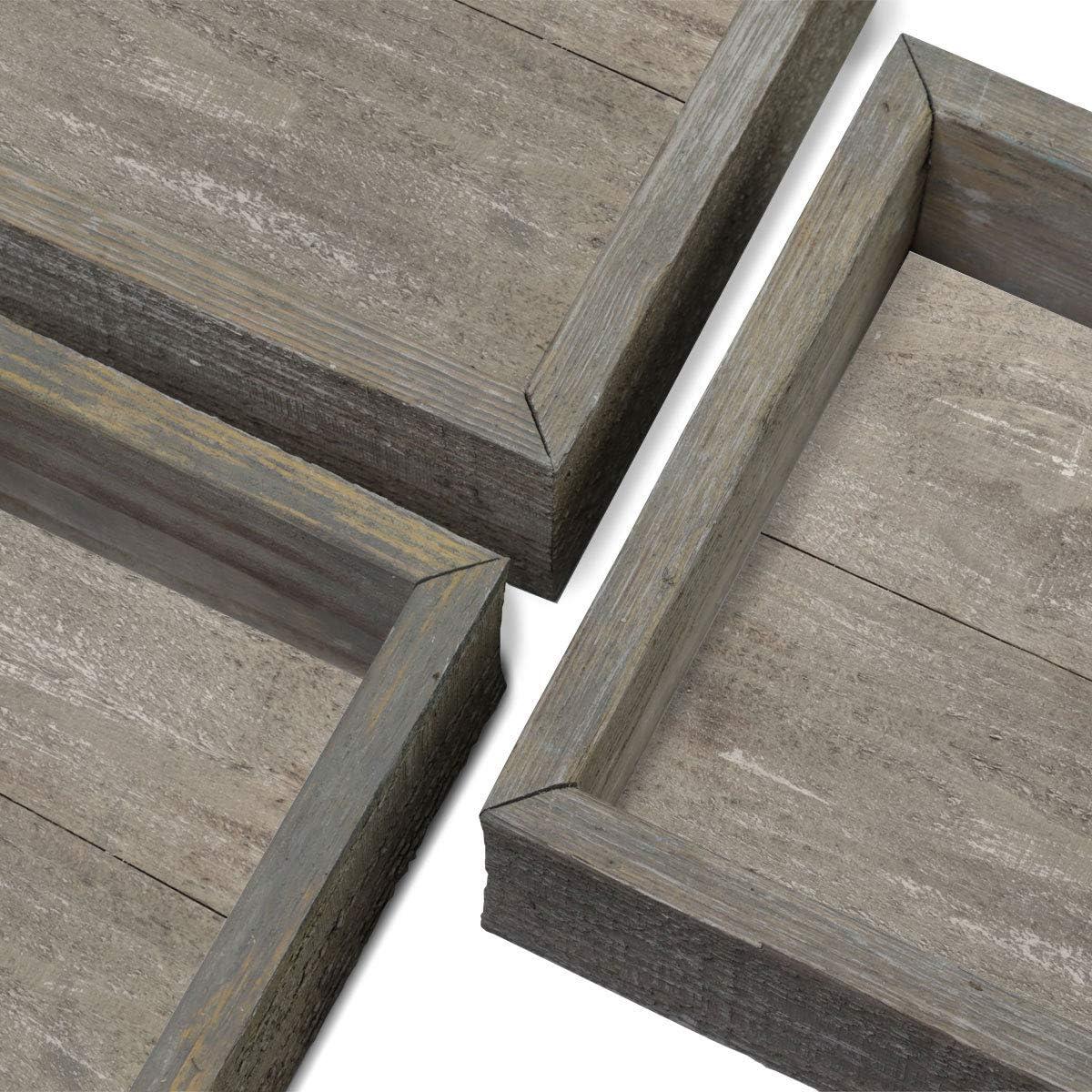 imageEkena Millwork DECR15SBSQOBBR Set of 3 Square Open Back Vintage Farmhouse Shadow Box Shelves Barnwood Decor Collection Weathered BrownReclaimed Grey