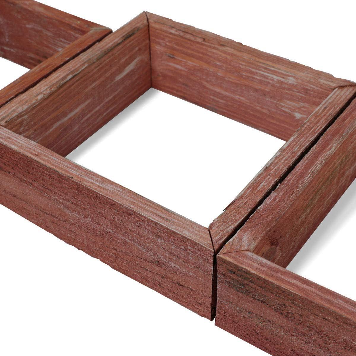 imageEkena Millwork DECR15SBSQOBBR Set of 3 Square Open Back Vintage Farmhouse Shadow Box Shelves Barnwood Decor Collection Weathered BrownSalvage Red