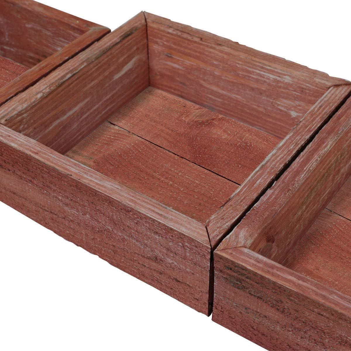 imageEkena Millwork DECR15SBSQOBBR Set of 3 Square Open Back Vintage Farmhouse Shadow Box Shelves Barnwood Decor Collection Weathered BrownSalvage Red