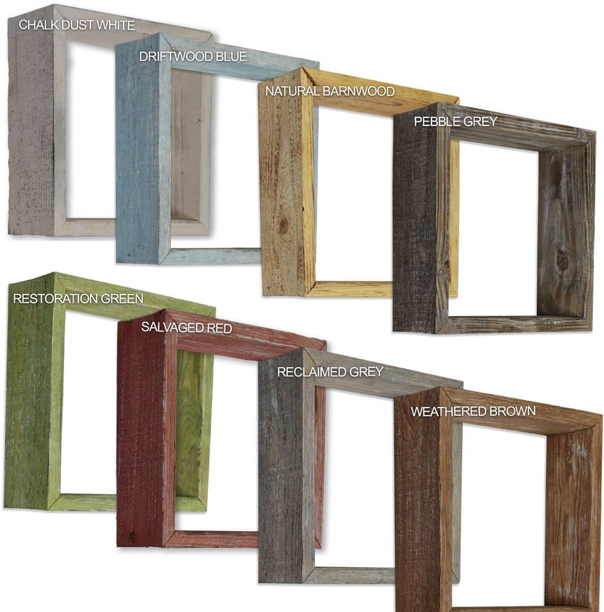 imageEkena Millwork DECR15SBSQOBBR Set of 3 Square Open Back Vintage Farmhouse Shadow Box Shelves Barnwood Decor Collection Weathered BrownWeathered Brown