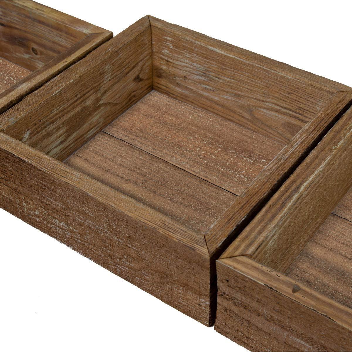 imageEkena Millwork DECR15SBSQOBBR Set of 3 Square Open Back Vintage Farmhouse Shadow Box Shelves Barnwood Decor Collection Weathered BrownWeathered Brown