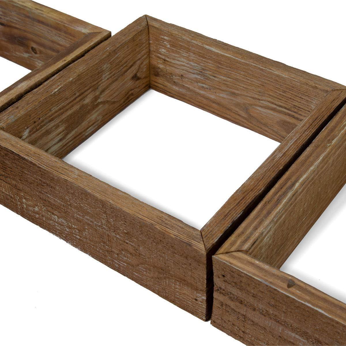 imageEkena Millwork DECR15SBSQOBBR Set of 3 Square Open Back Vintage Farmhouse Shadow Box Shelves Barnwood Decor Collection Weathered BrownWeathered Brown