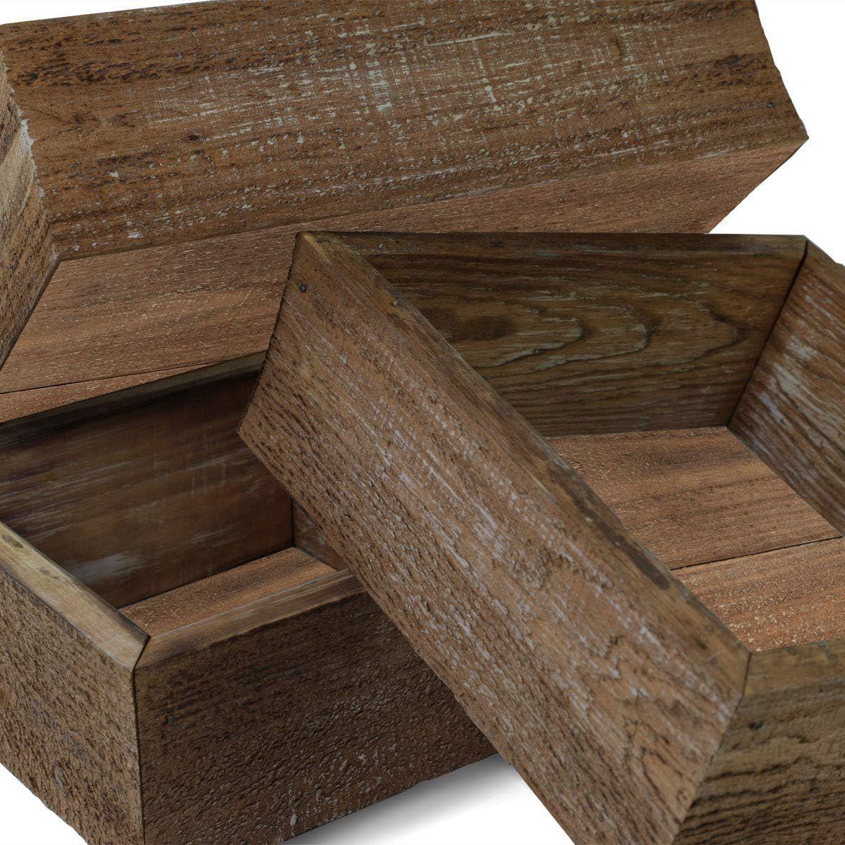 imageEkena Millwork DECR15SBSQOBBR Set of 3 Square Open Back Vintage Farmhouse Shadow Box Shelves Barnwood Decor Collection Weathered BrownWeathered Brown