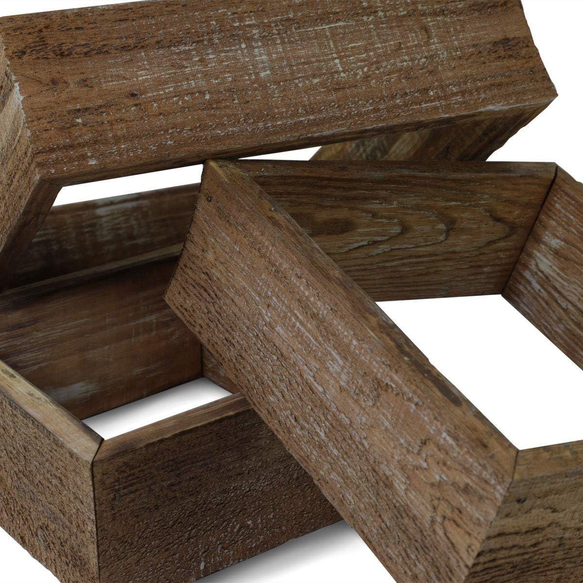 imageEkena Millwork DECR15SBSQOBBR Set of 3 Square Open Back Vintage Farmhouse Shadow Box Shelves Barnwood Decor Collection Weathered BrownWeathered Brown