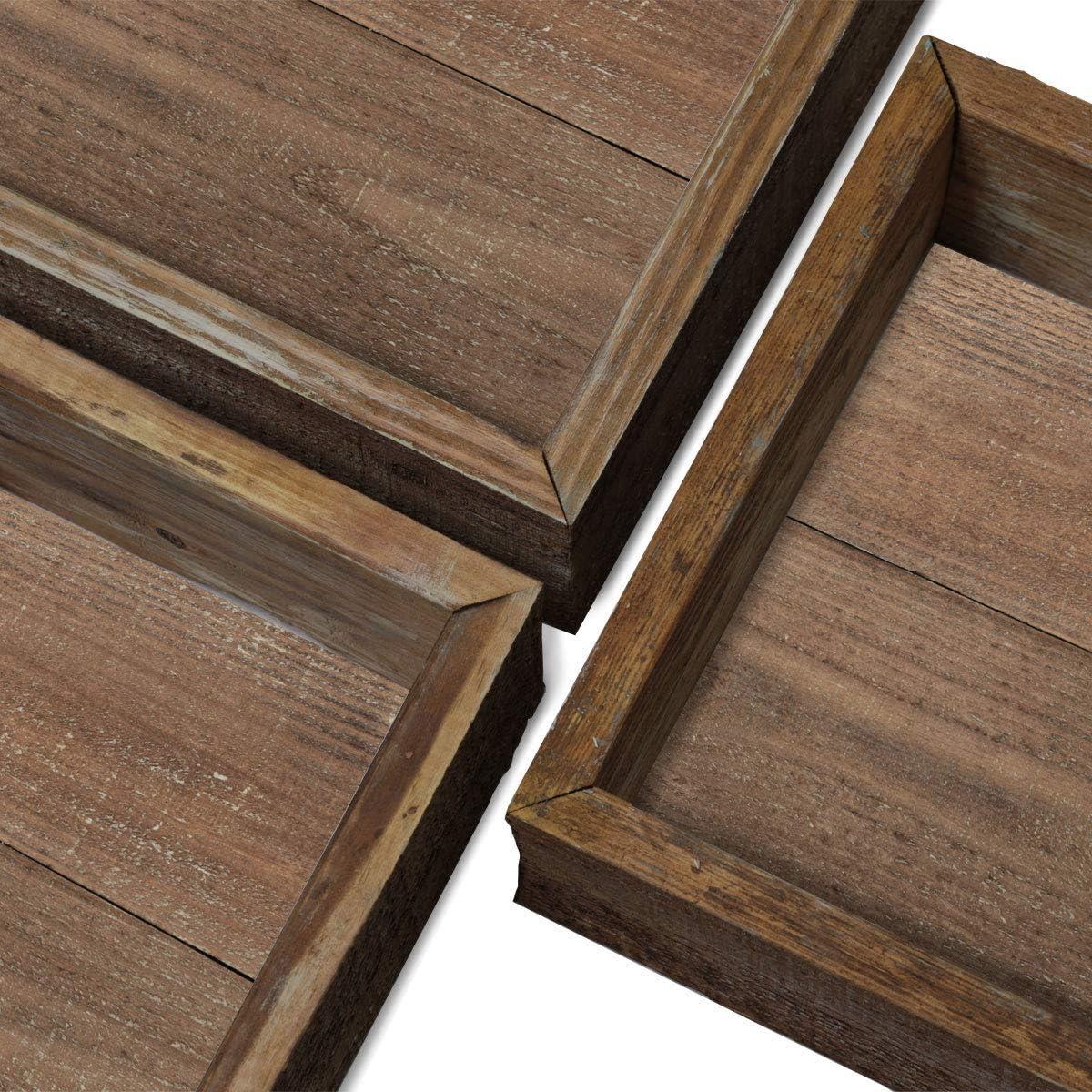 imageEkena Millwork DECR15SBSQOBBR Set of 3 Square Open Back Vintage Farmhouse Shadow Box Shelves Barnwood Decor Collection Weathered BrownWeathered Brown