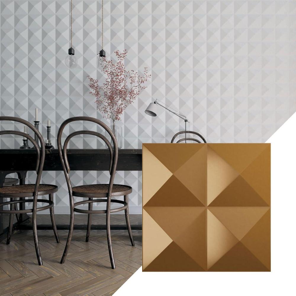 imageEkena Millwork WP12X12TIWH 11 78quotW x 11 78quotH Tirana EnduraWall Decorative 3D Wall Panel Covers 098 Sq Ft WhiteVintage Gold