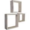 imageEkena Millwork DECR15SBSQOBBR Set of 3 Square Open Back Vintage Farmhouse Shadow Box Shelves Barnwood Decor Collection Weathered BrownChalk Dust White