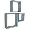 imageEkena Millwork DECR15SBSQOBBR Set of 3 Square Open Back Vintage Farmhouse Shadow Box Shelves Barnwood Decor Collection Weathered BrownDriftwood Blue
