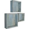 imageEkena Millwork DECR15SBSQOBBR Set of 3 Square Open Back Vintage Farmhouse Shadow Box Shelves Barnwood Decor Collection Weathered BrownDriftwood Blue