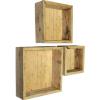 imageEkena Millwork DECR15SBSQOBBR Set of 3 Square Open Back Vintage Farmhouse Shadow Box Shelves Barnwood Decor Collection Weathered BrownNatural Barnwood