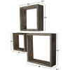 imageEkena Millwork DECR15SBSQOBBR Set of 3 Square Open Back Vintage Farmhouse Shadow Box Shelves Barnwood Decor Collection Weathered BrownPebble Grey