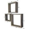 imageEkena Millwork DECR15SBSQOBBR Set of 3 Square Open Back Vintage Farmhouse Shadow Box Shelves Barnwood Decor Collection Weathered BrownReclaimed Grey