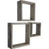 imageEkena Millwork DECR15SBSQOBBR Set of 3 Square Open Back Vintage Farmhouse Shadow Box Shelves Barnwood Decor Collection Weathered BrownReclaimed Grey