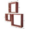 imageEkena Millwork DECR15SBSQOBBR Set of 3 Square Open Back Vintage Farmhouse Shadow Box Shelves Barnwood Decor Collection Weathered BrownSalvage Red