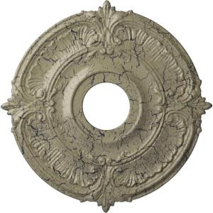 image18quotOD x 4quotID x 58quotP Attica Ceiling Medallion Fits Canopies up to 5quotCastle Stone Crackle Flat Finish