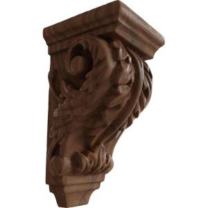 image2 14quotW x 2 14quotD x 4 14quotH Extra Small Acanthus Wood Corbel AlderMahogany