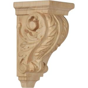 image2 14quotW x 2 14quotD x 4 14quotH Extra Small Acanthus Wood Corbel AlderRed Oak