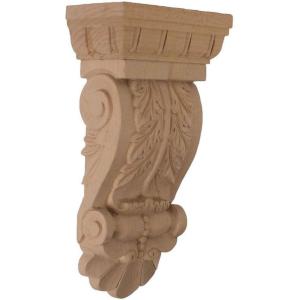 image2 14quotW x 2 14quotD x 4 14quotH Extra Small Acanthus Wood Corbel AlderRubberwood