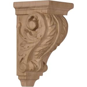 image2 14quotW x 2 14quotD x 4 14quotH Extra Small Acanthus Wood Corbel AlderWalnut