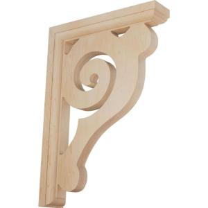 imageEkena Millwork BKT01X06X08BURW Bulwark Wood Brackets 1 12quotW x 6quotD x 8 12quotH  RubberwoodMaple
