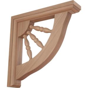 imageEkena Millwork BKT01X07X07ADRW Andrea Wagon Wheel Wood Brackets 1 12quotW x 7quotD x 7quotH  RubberwoodCherry