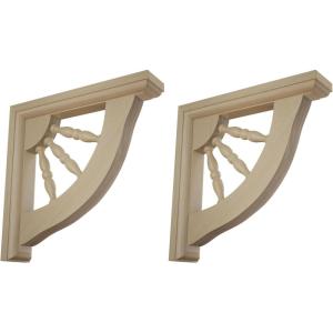 imageEkena Millwork BKT01X07X07ADRW Andrea Wagon Wheel Wood Brackets 1 12quotW x 7quotD x 7quotH  RubberwoodRubberwood