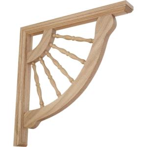imageEkena Millwork BKT01X12X12CRRW Crendon Wagon Wheel Wood Brackets 1 12quotW x 12quotD x 12quotH  RubberwoodRed Oak