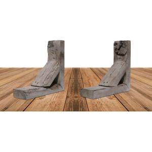 imageEkena Millwork BKTB03X08X08TRGYCASE2 Vintage Farmhouse Bracket Barnwood Decor Collection 3 12quotW x 8quotD x 8quotH Reclaimed Grey 2 Pack