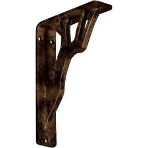 imageEkena Millwork BKTM01X10X12SDA 1 2quot W x 10quot D x 12quot H Damon Wrought Iron Bracket Single Center BraceAntiqued Brass