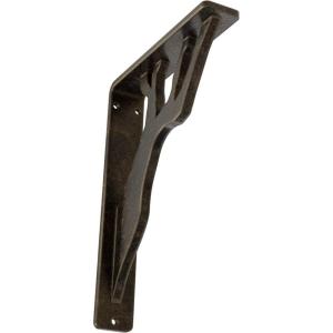 imageEkena Millwork BKTM01X10X12SDA 1 2quot W x 10quot D x 12quot H Damon Wrought Iron Bracket Single Center BraceAntiqued Pale Gold
