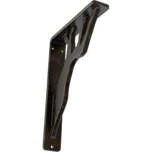 imageEkena Millwork BKTM01X10X12SDA 1 2quot W x 10quot D x 12quot H Damon Wrought Iron Bracket Single Center BraceAntiqued Warm Silver