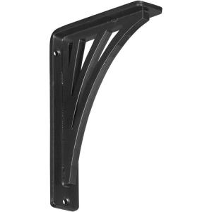 imageEkena Millwork BKTM01X10X12SNE 1 2quot W x 10quot D x 12quot H Nevio Wrought Iron Bracket Single Center BracePowder Coated Black