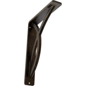 imageEkena Millwork BKTM01X12X15SMI 1 2quot W x 12quot D x 15quot H Miller Wrought Iron Bracket Single Center BraceAntiqued Brass
