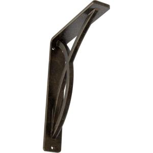 imageEkena Millwork BKTM01X12X15SMI 1 2quot W x 12quot D x 15quot H Miller Wrought Iron Bracket Single Center BraceAntiqued Pale Gold