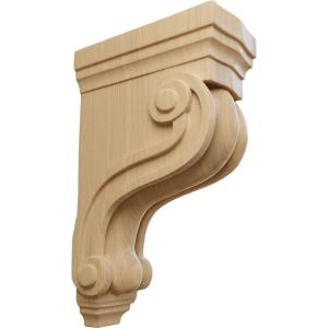 imageEkena Millwork COR03X08X13TSRW Boston Traditional Scroll Wood Corbels 3 78quotW x 8quotD x 13quotH RubberwoodCherry