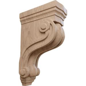 imageEkena Millwork COR03X08X13TSRW Boston Traditional Scroll Wood Corbels 3 78quotW x 8quotD x 13quotH RubberwoodMahogany