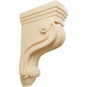 imageEkena Millwork COR03X08X13TSRW Boston Traditional Scroll Wood Corbels 3 78quotW x 8quotD x 13quotH RubberwoodMaple