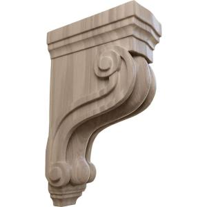 imageEkena Millwork COR03X08X13TSRW Boston Traditional Scroll Wood Corbels 3 78quotW x 8quotD x 13quotH RubberwoodWalnut