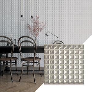 imageEkena Millwork WP20X20BRWH 19 58quotW x 19 58quotH Bradford EnduraWall Decorative 3D Wall Panel Covers 267 Sq FtBright Chrome