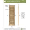 image12quotW x 35quotH Americraft Two Equal Louver Exterior Real Wood Shutters Per Pair Unfinished