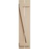 imageEkena Millwork 11 12quotW x 66quotH Rustic Two Board Spaced BoardnBatten Rough Cedar Faux Wood Shutters wZBoard Per Pair Primed Tan