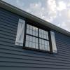 imageEkena Millwork 11 12quotW x 66quotH Rustic Two Board Spaced BoardnBatten Rough Cedar Faux Wood Shutters wZBoard Per Pair Primed Tan