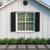 imageEkena Millwork 11quotW x 52quotH Rustic Two Board Joined BoardnBatten Rough Cedar Faux Wood Shutters wNo Batten Per Pair Primed Tan