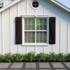 imageEkena Millwork 11quotW x 66quotH Rustic Two Board Joined BoardnBatten Rough Cedar Faux Wood Shutters wZBoard Per Pair Primed TanHand Hewn