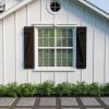 imageEkena Millwork 11quotW x 66quotH Rustic Two Board Joined BoardnBatten Rough Cedar Faux Wood Shutters wZBoard Per Pair Primed TanRiverwood