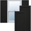 image15quotW x 36quotH True Fit PVC Single Panel Chevron Modern Style Fixed Mount Shutters Black Per Pair  Hardware Not Included